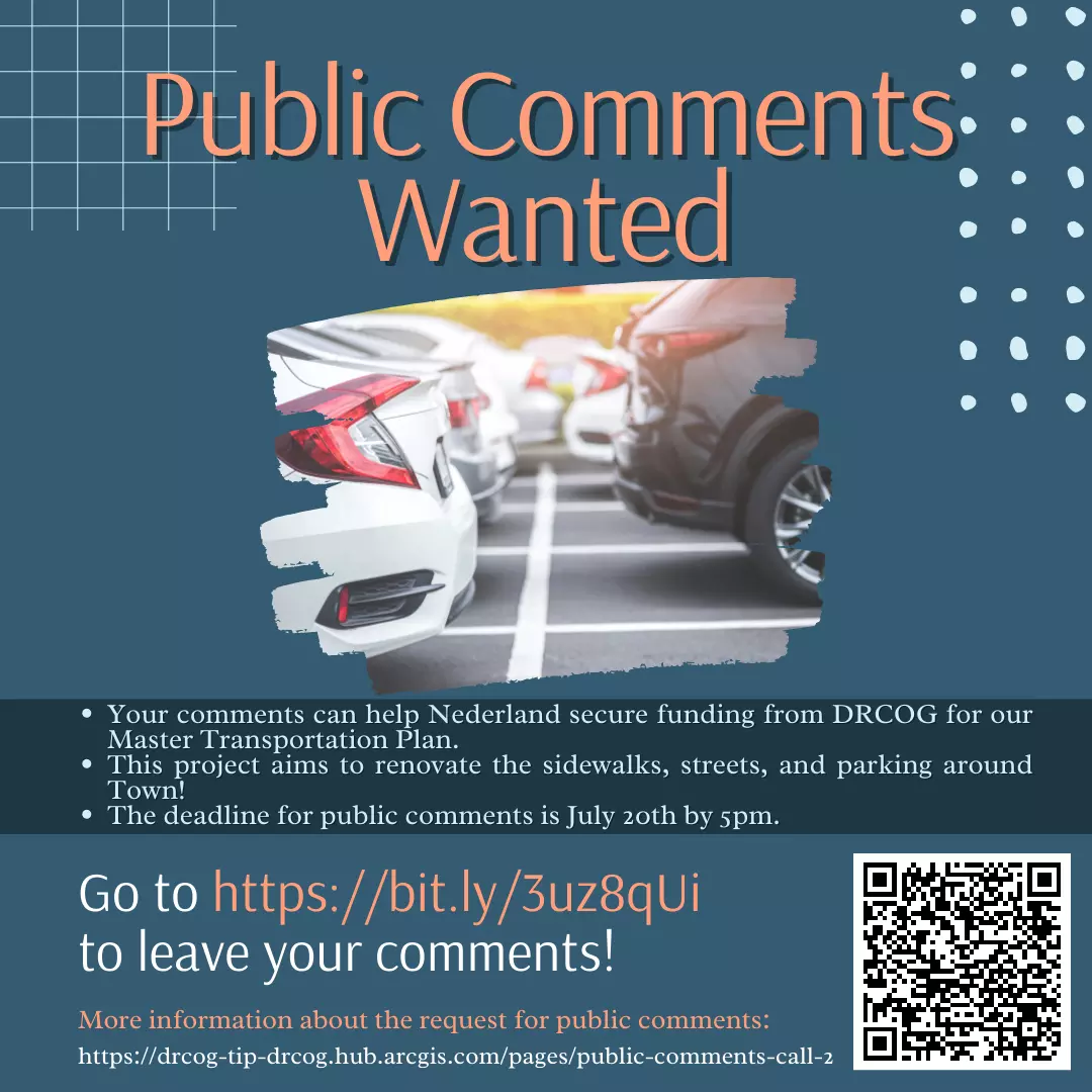 Public Comments for Nederland Transportation Program Funding Wanted!