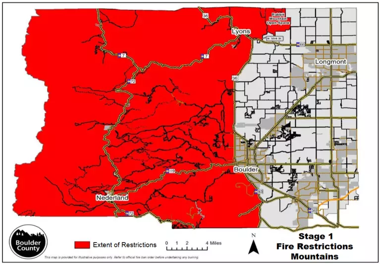 Boulder County Stage 1 Fire Restriciton Map